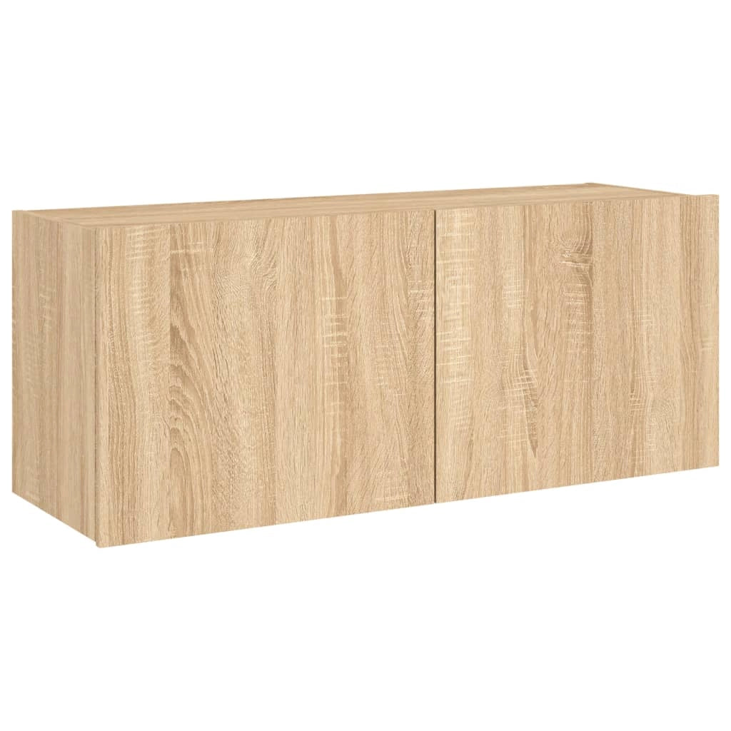 Mobile TV a Parete con Luci LED Rovere Sonoma 100x35x41 cmcod mxl 110179