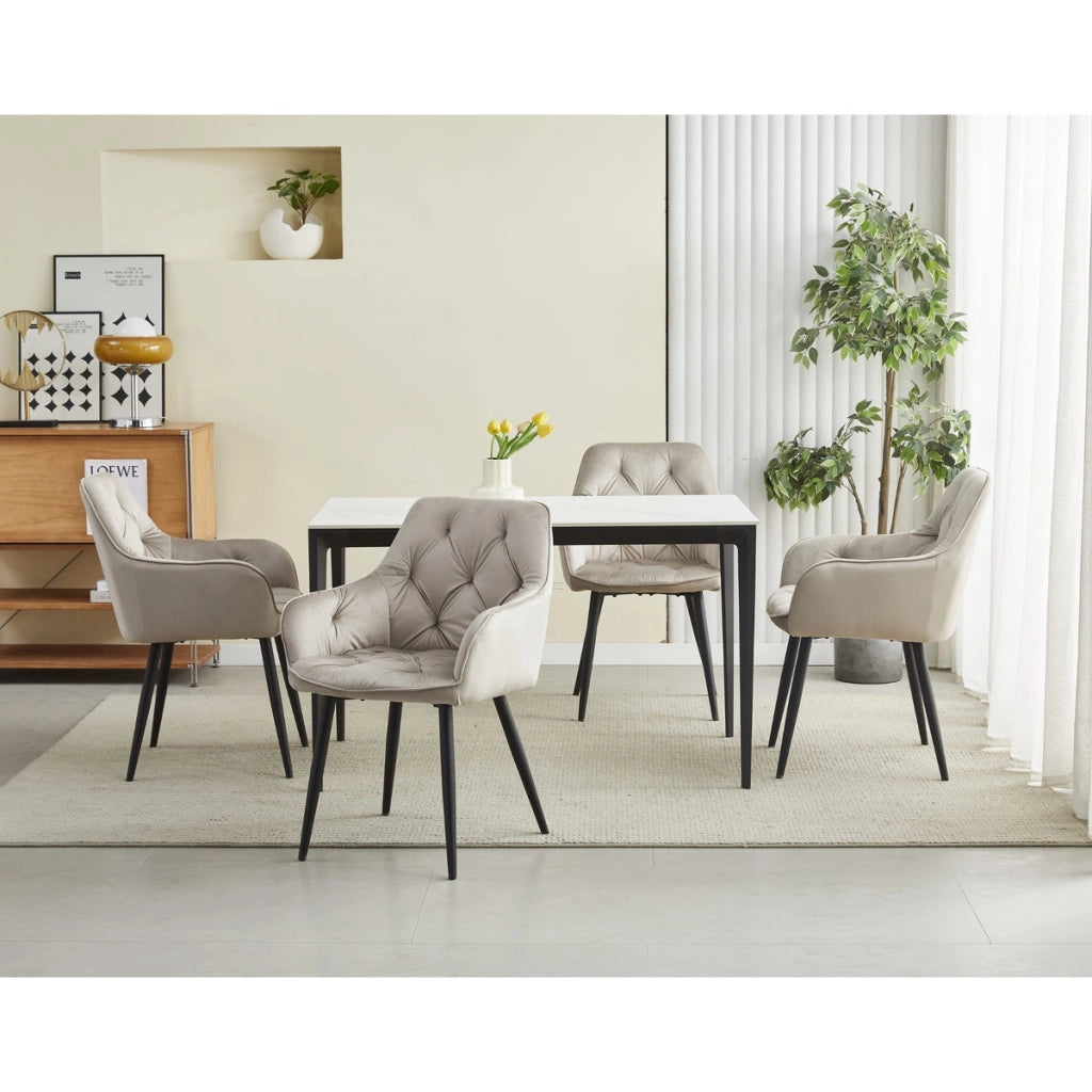Set di 2 sedie Jork in velluto beige scuro e metallo