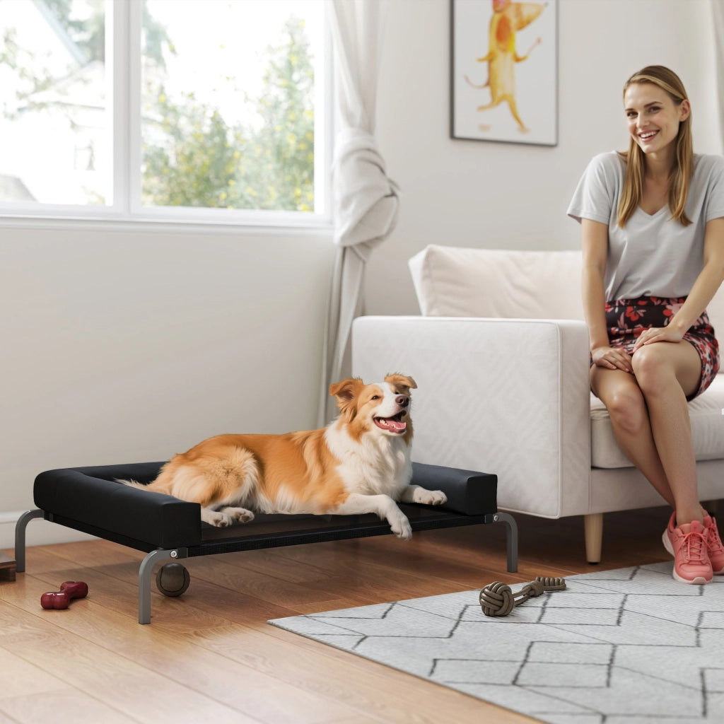 Letto per cani rialzato rinfrescante ¨C zephmum ¨C 110x75x30 cm nero