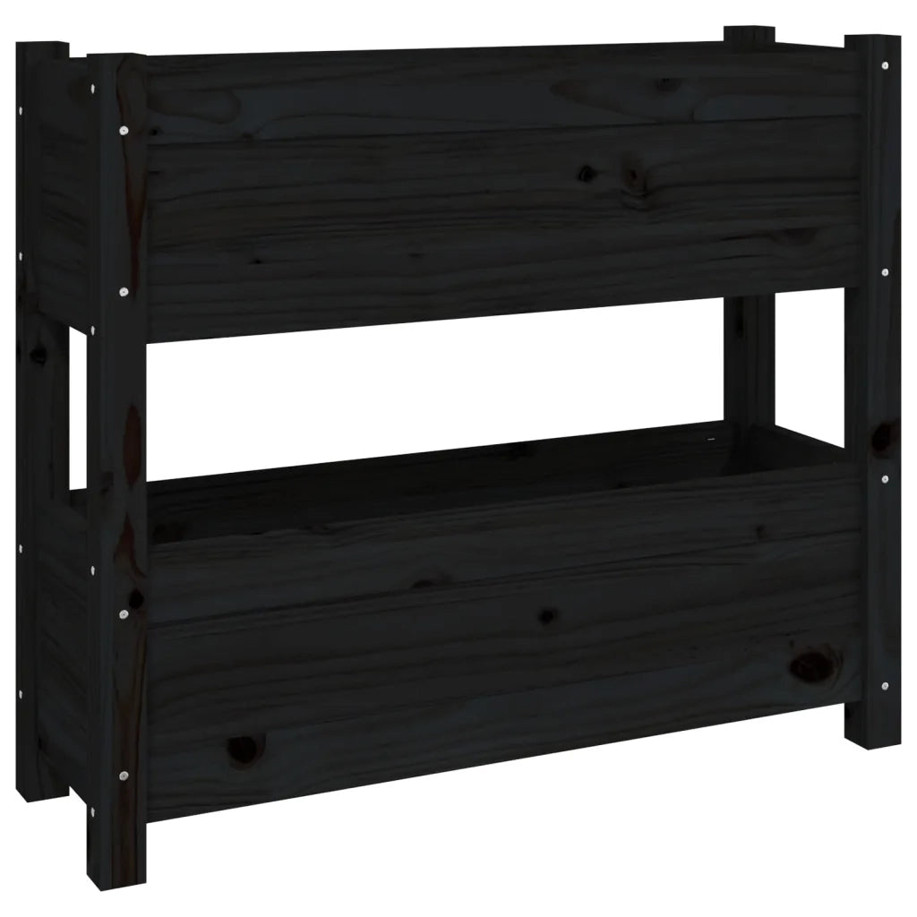 Fioriera-Vaso da Esterno-Contenitore per Piante Nera 77x25x66 cm in Legno Massello di Pino