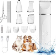 Tondeuse per cani e trimmer per pelo 4 in 1 - Ricarica USB - Silenzioso - Con lame in acciaio - IPX7 impermeabile - Senza fili - Per piccoli cani e gatti