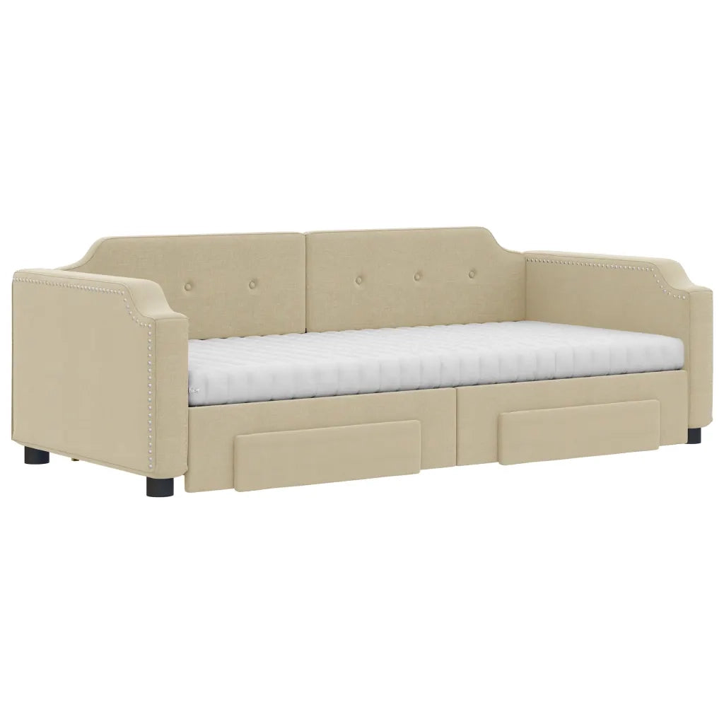 Divano Letto Estraibile con Cassetti Crema 80x200 cm in Tessutocod mxl 82734