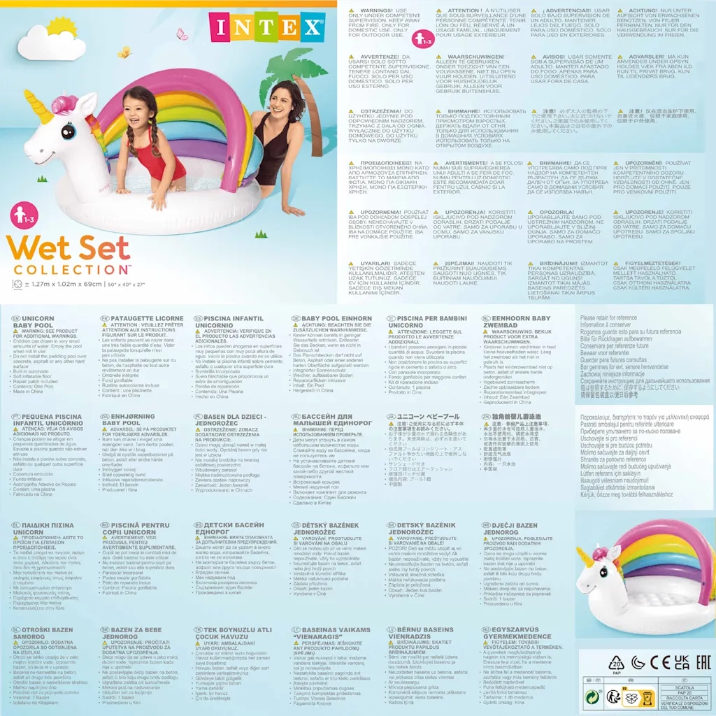 INTEX Piscina per Bambini Unicorn 127x102x69 cm 3202898