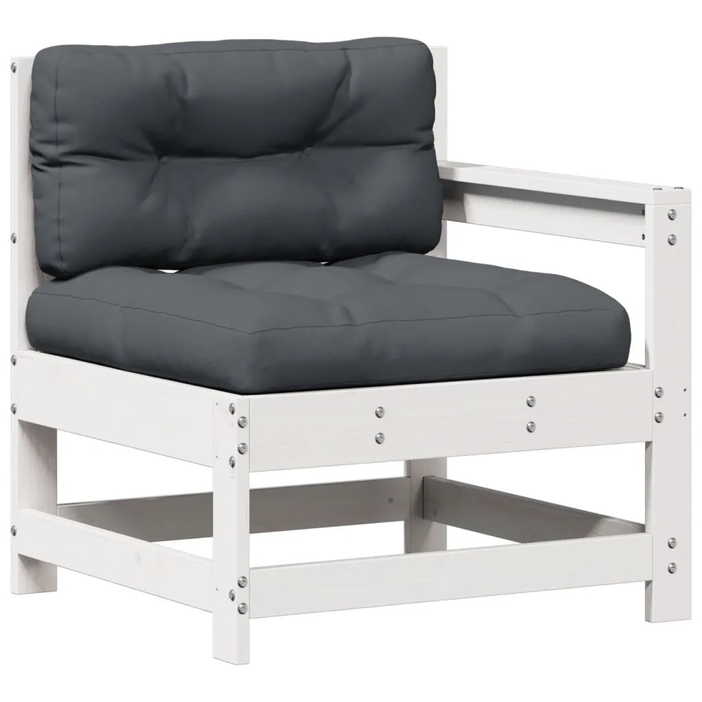 Set Salotto Giardino 7pz con Cuscini Bianco Legno Massello Pino 3250953