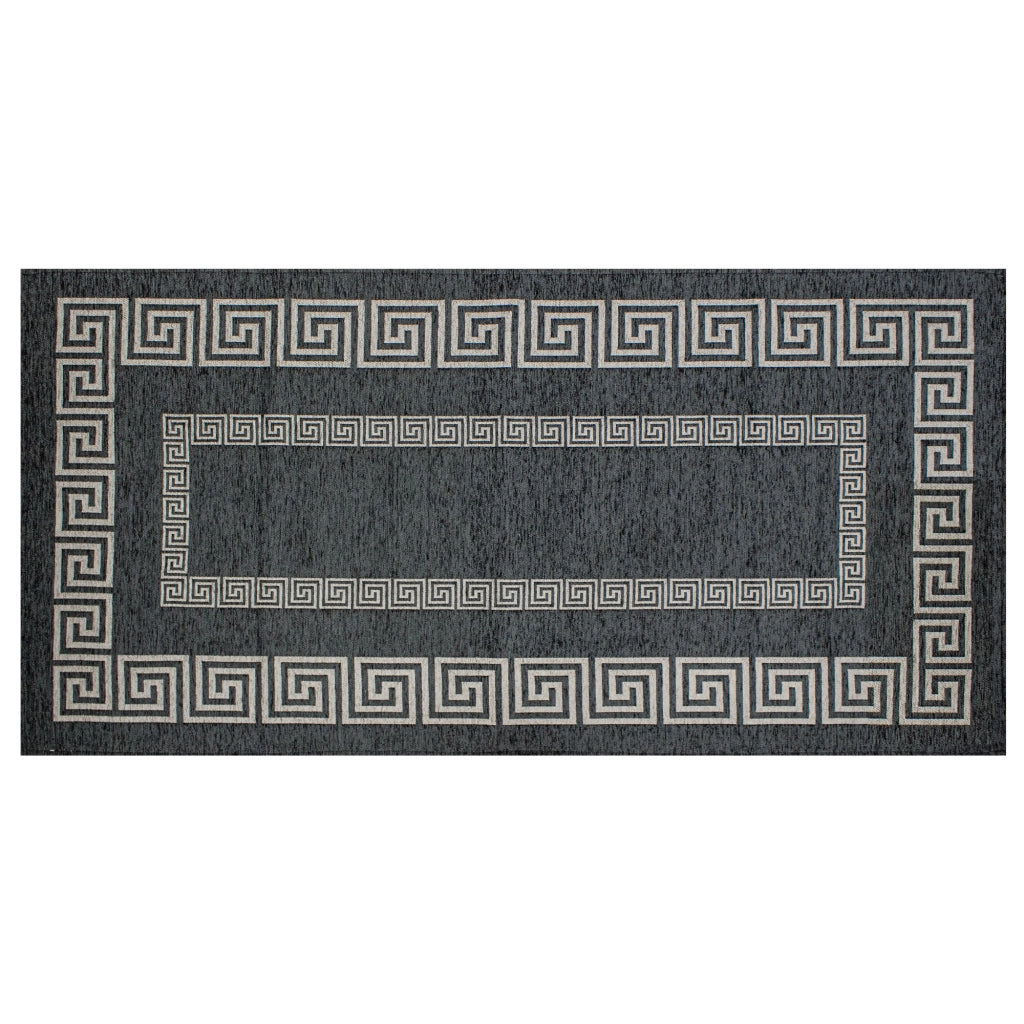 Tappeto Arredo Moderno Morbido in Ciniglia Ingresso Antiscivolo Prodotto Italiano  Soggiorno Camera Salotto Disegni Piazzati Cotone Varie Misure Grande Atena/Antracite - 115x175 cm