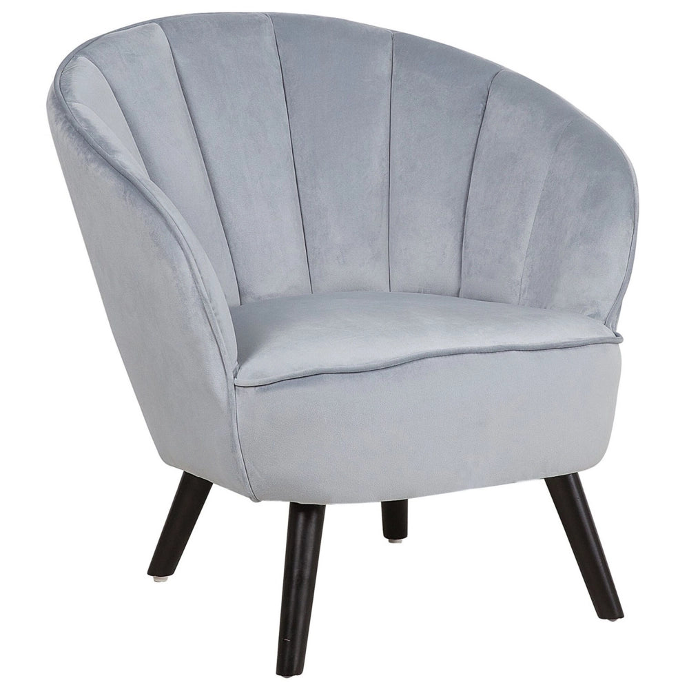 Poltrona con rivestimento in tessuto di velluto grigio chiaro Sedia con schienale Glam Shell