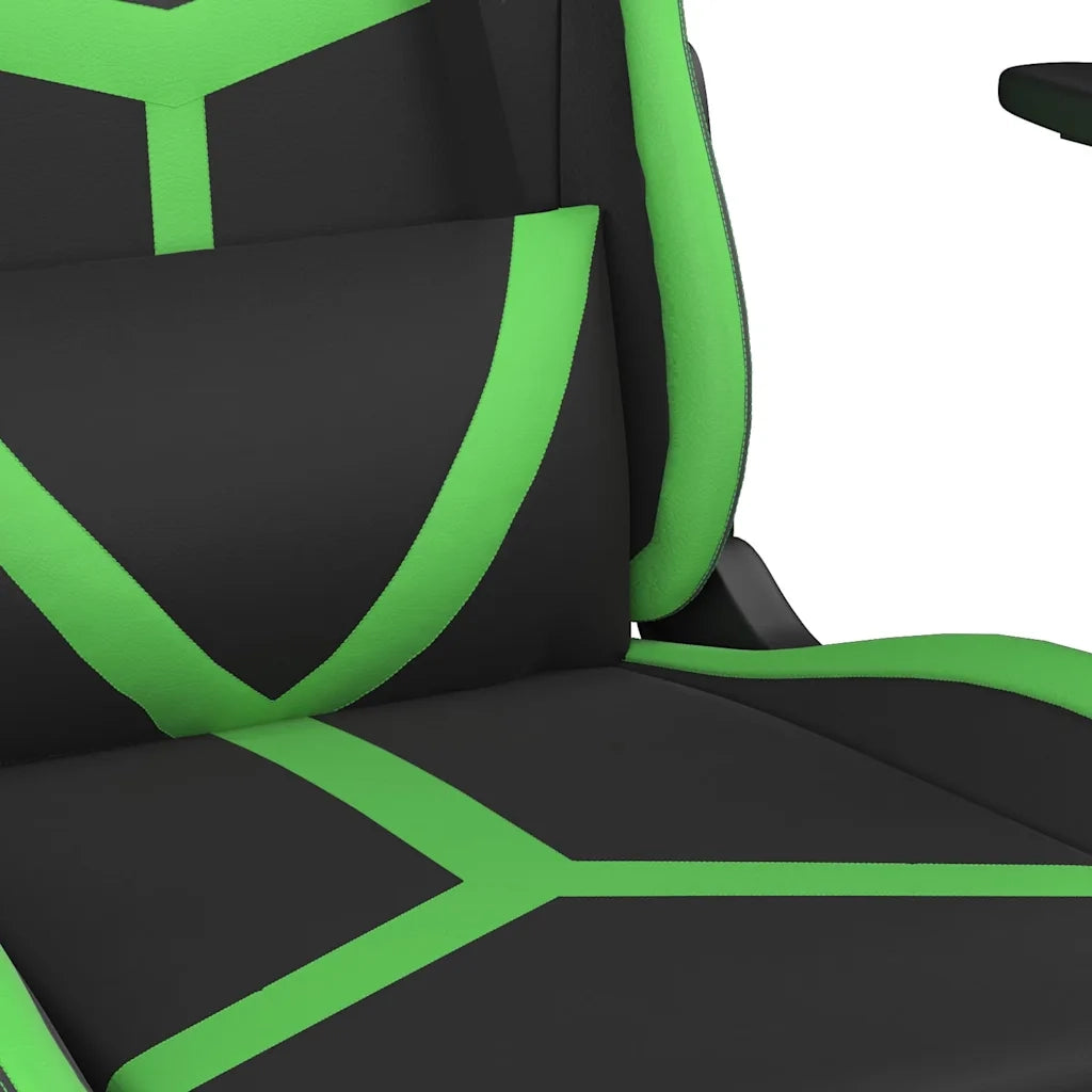 vidaXL Sedia da Gaming Massaggiante Nero e Verde in Similpelle