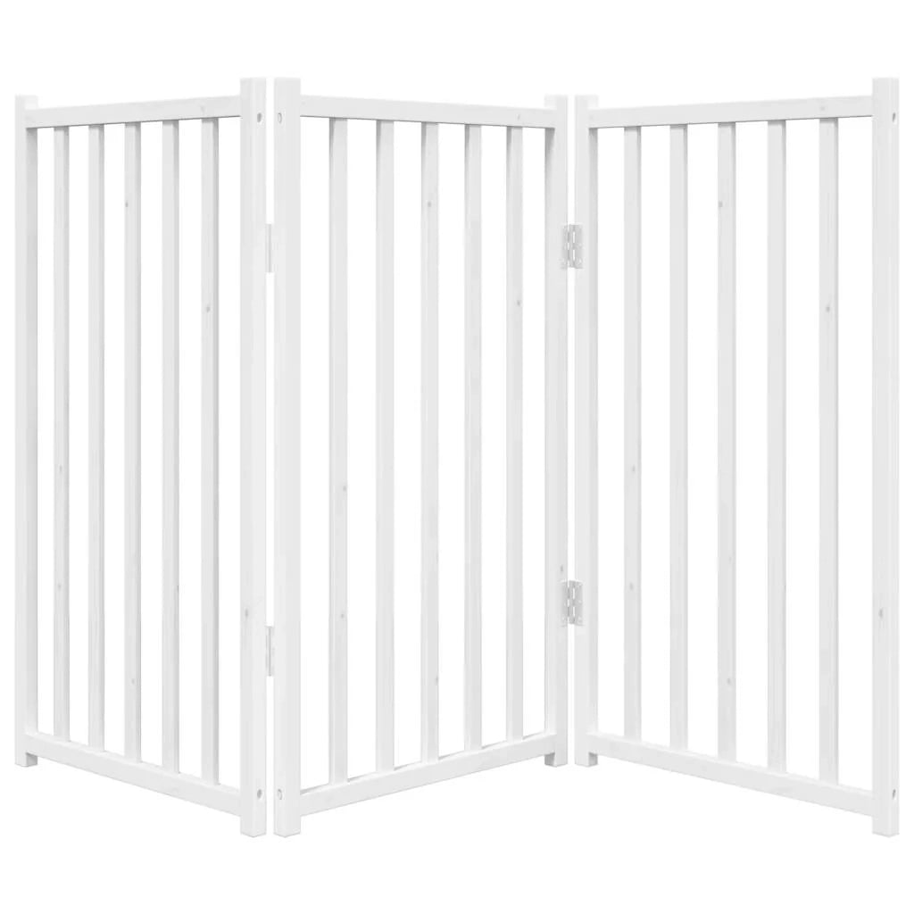 Cancelletto di sicurezza pieghevole a 3 pannelli per cani 150 cm in legno massello di abete bianco 02_0023084