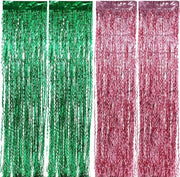 Tende da Parete Vibranti 4 Pack Rosa e Verde | Decorazione per Festa Tematica - Slingue e Accessori Fotografici | 2x1m