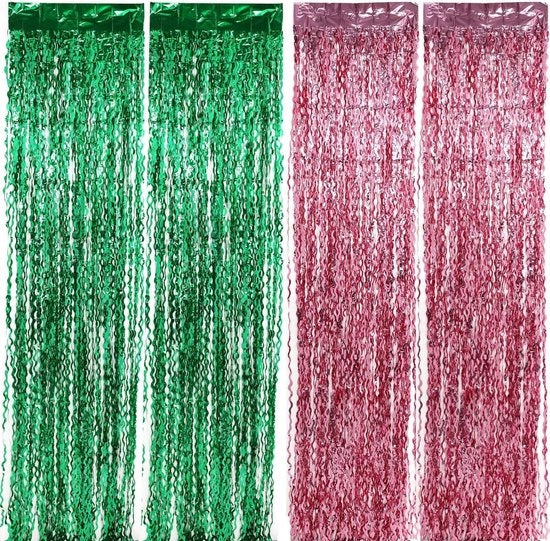 Tende da Parete Vibranti 4 Pack Rosa e Verde | Decorazione per Festa Tematica - Slingue e Accessori Fotografici | 2x1m