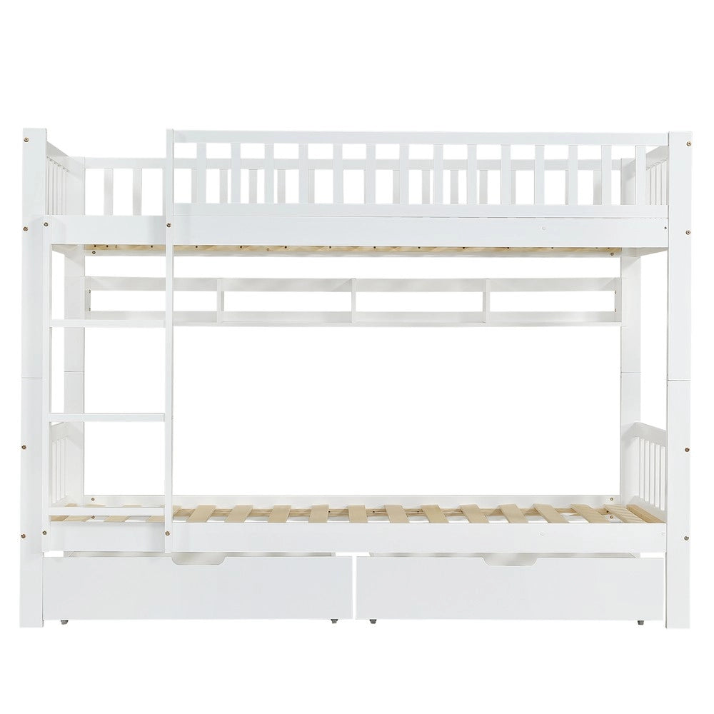 Letto a Castello Bambini con Cassetti e Scala ¨C Xylo ¨C Pino Bianco 90x200