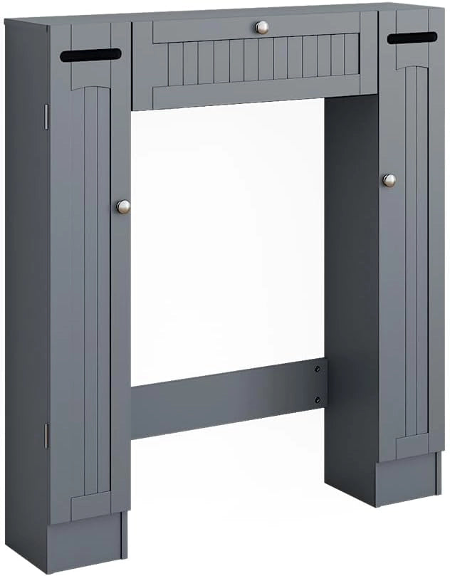 Armadietto per toilette Bianco, Grigio, 89 x 99 cm con 2 distributori di carta igienica, per montaggio a parete sopra il WC con sistema di erogazione integrato