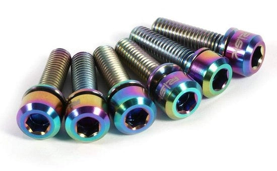 Accessori per mountain bike - Stuvi M5 x 18 mm - 6 pezzi - Lega di titanio TC4 - Alta affidabilità - Anelli di chiusura - Viti per bicicletta