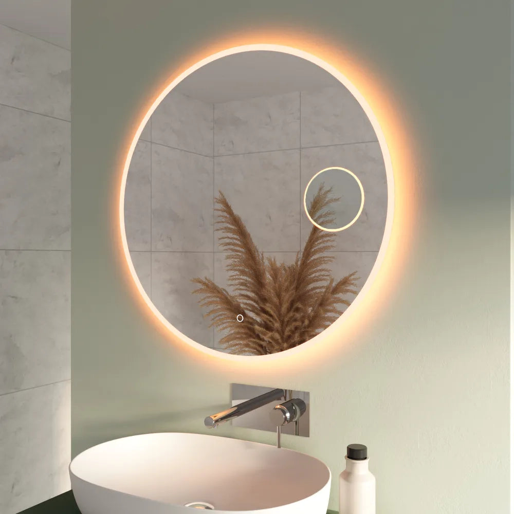 Specchio led tondo 65cm luce calda, neutra, fredda antiappannamento e ingranditore | Matar