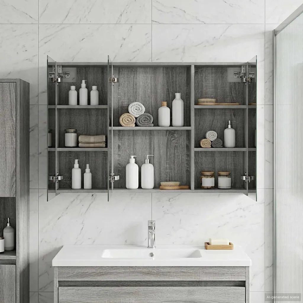 Mobiletto per specchio da bagno con lo scaffale Grigio Sonoma 889124