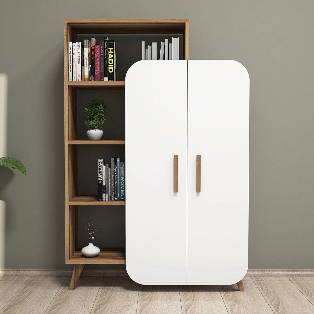 Libreria in legno "Form" 90 x 32 x 132 cm - Noce