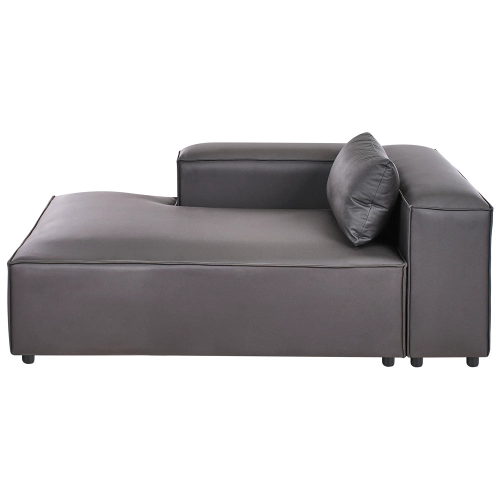 Chaise Lounge moderna lato destro con Rivestimento in ecopelle nero stile moderno