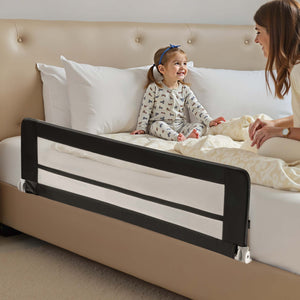 Sponda letto bambini 150x42 cm, pieghevole, metallo e nylon, Barriera anticaduta