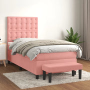 Giroletto a Molle con Materasso Rosa 90x200 cm in Velluto 3138066