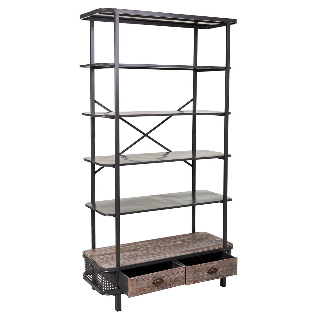 Scaffale in metallo grigio e legno 100x40x181h