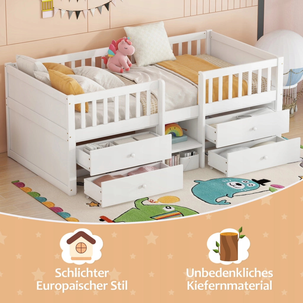Letto singolo 90x200 - Xylo - 4 cassetti bianco
