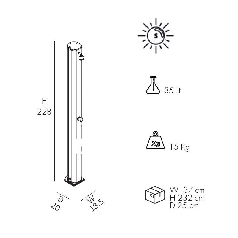 Doccia Solare In Alluminio Big Jolly 25 Litri Con Miscelatore Colore Verde Scuro Cv-A300/6016