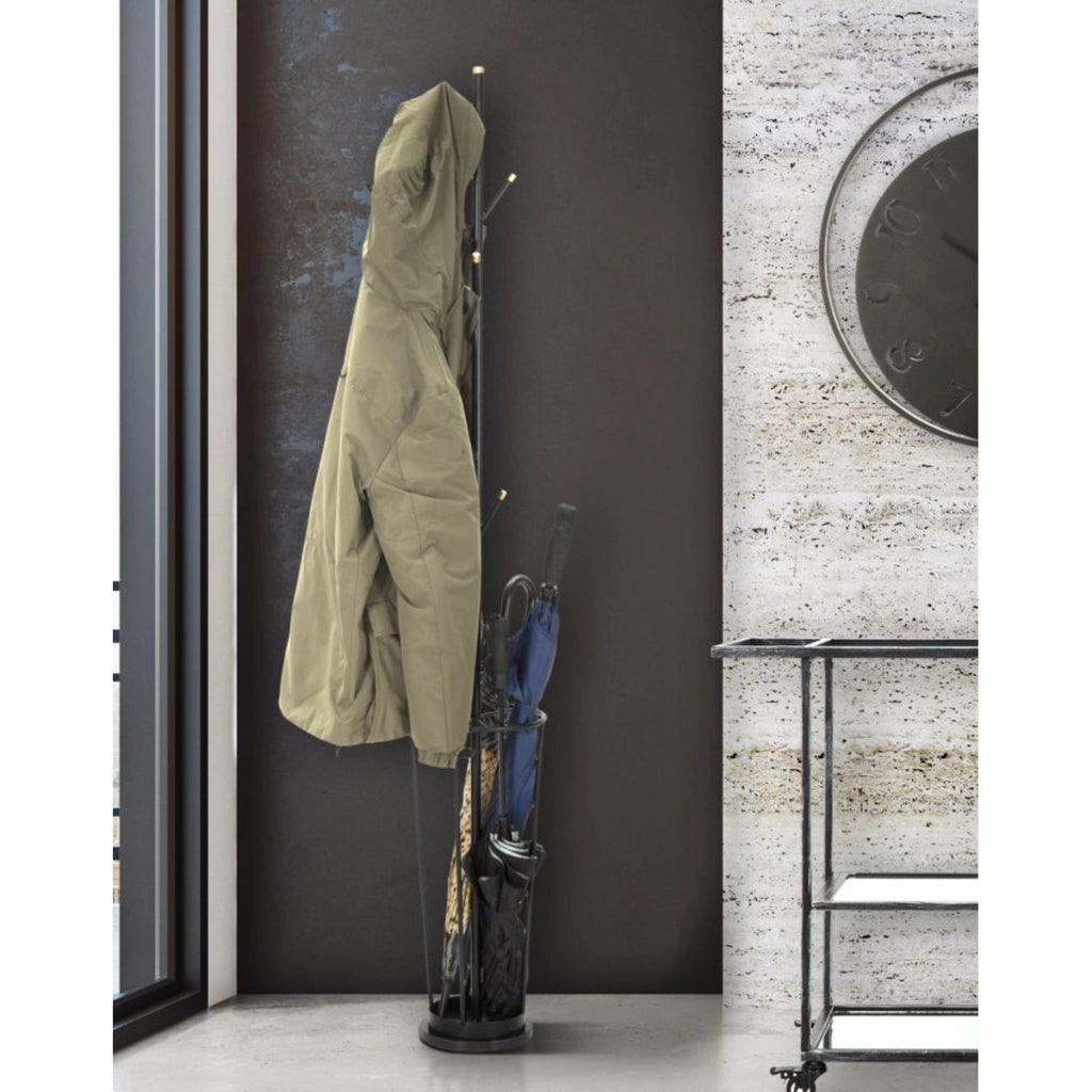 Appendiabiti e portaombrelli Glam Black in ferro nero e gold – H 176 cm