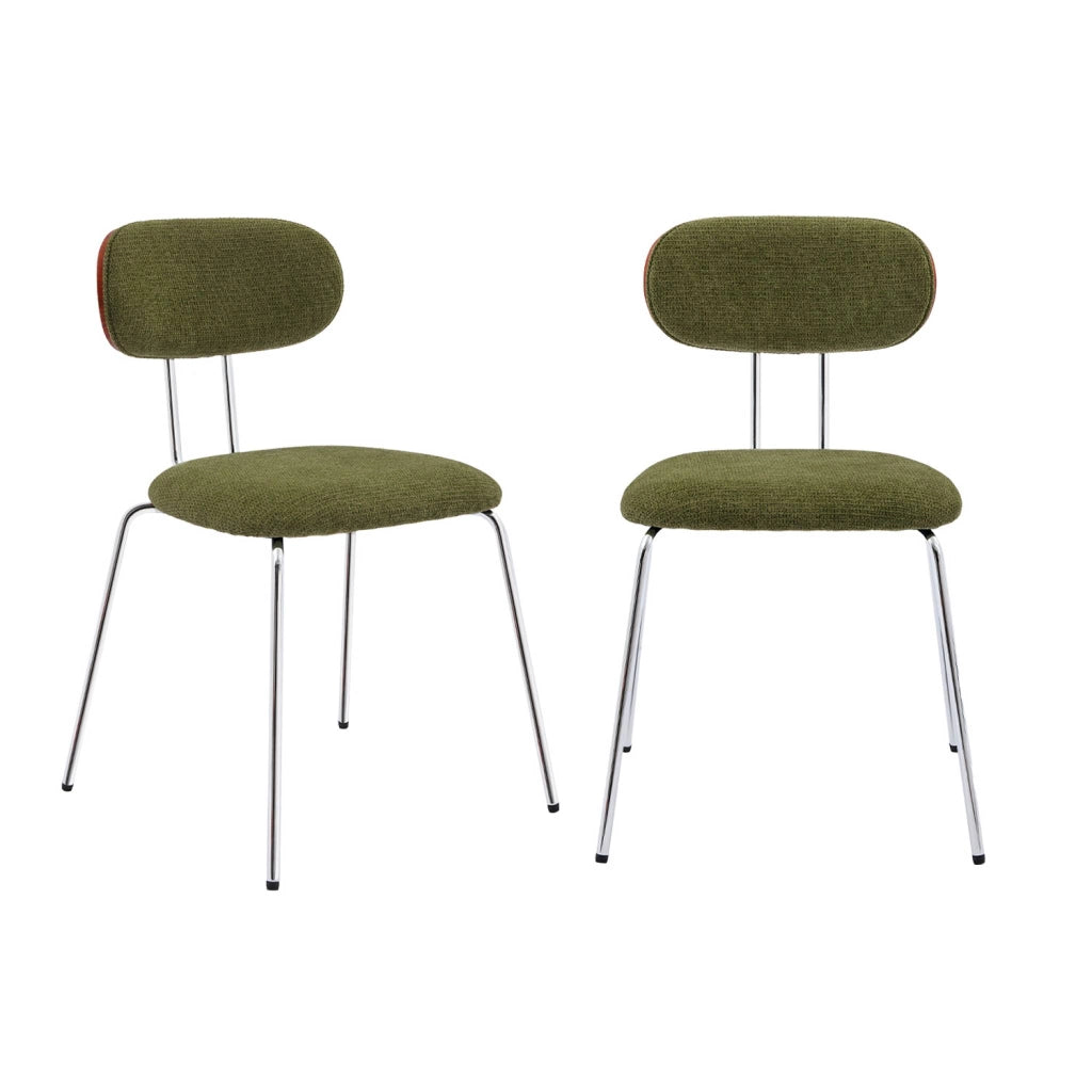 Set 2 sedie in legno tinto noce e tessuto idrorepellente , verde kaki