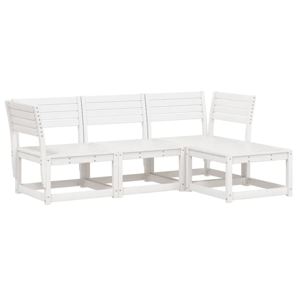 Set Salotto da Giardino 4 pz Bianco in Legno Massello di Pino