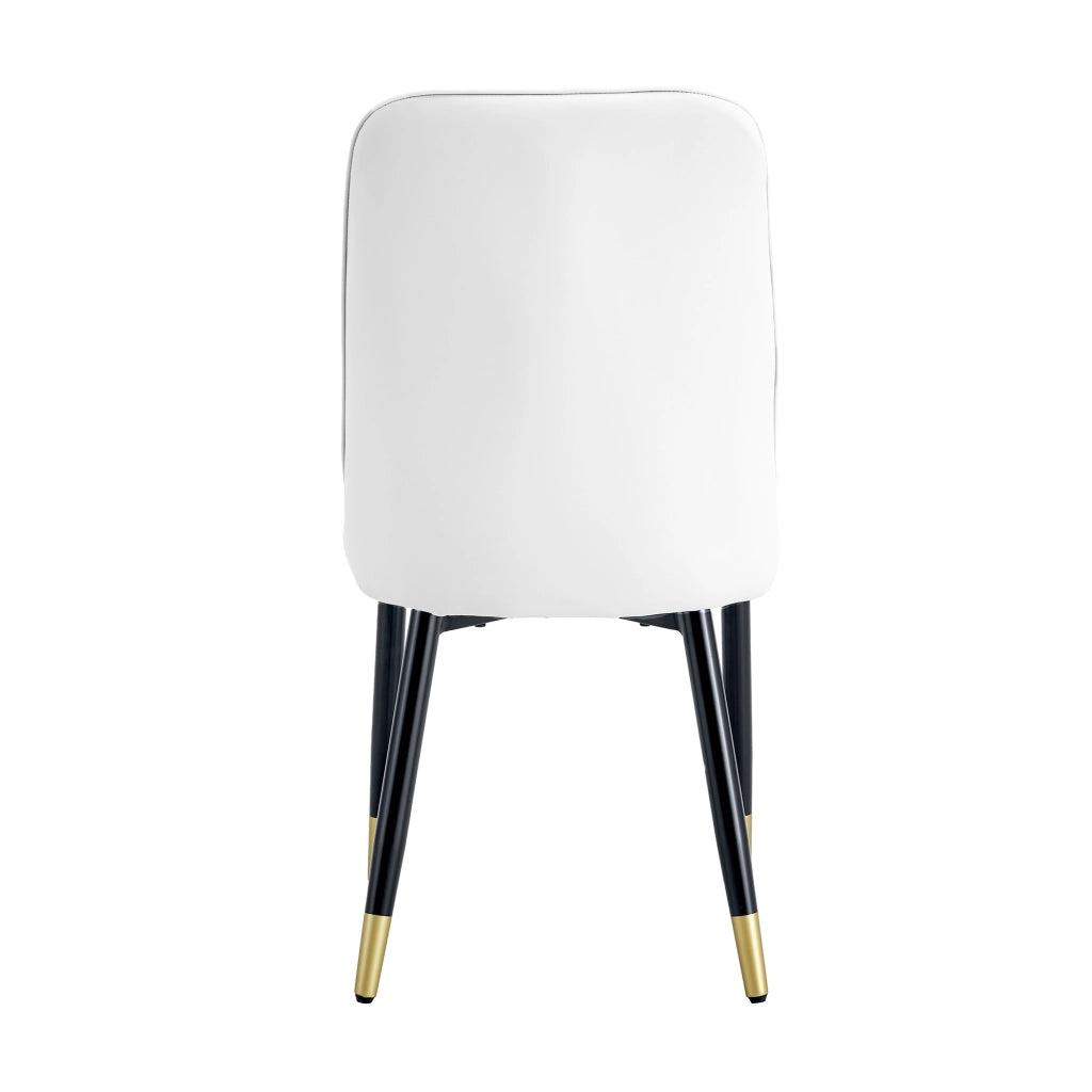 Set 2 Sedie da Pranzo Moderne ¨C MINIMAL ¨C Similpelle Bianca, Gambe in Metallo Nero