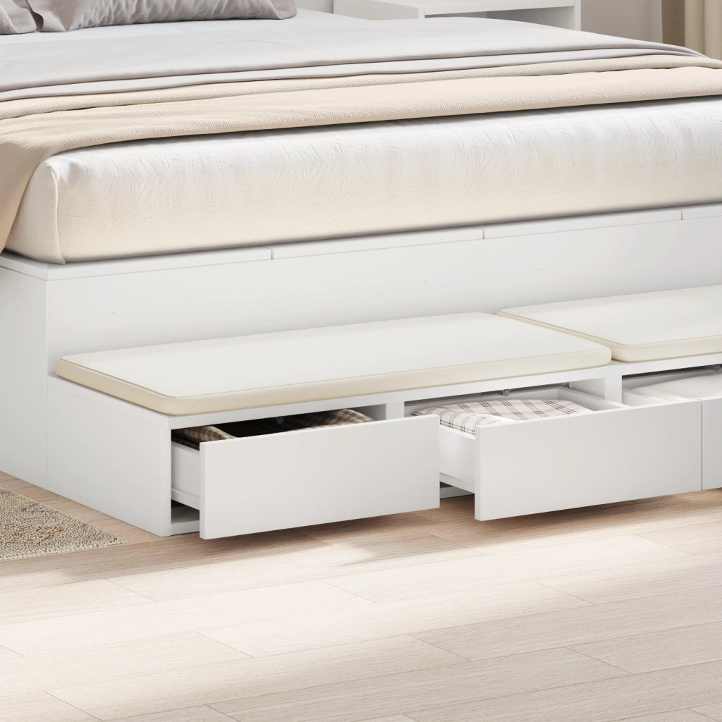 Cassetti per Letto Bianchi 135x36,5x16,5 cm in Legno Ingegnerizzato
