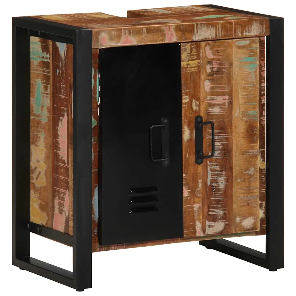 Mobile da Bagno con porta Marrone Legno Recuperato Massello 4013604