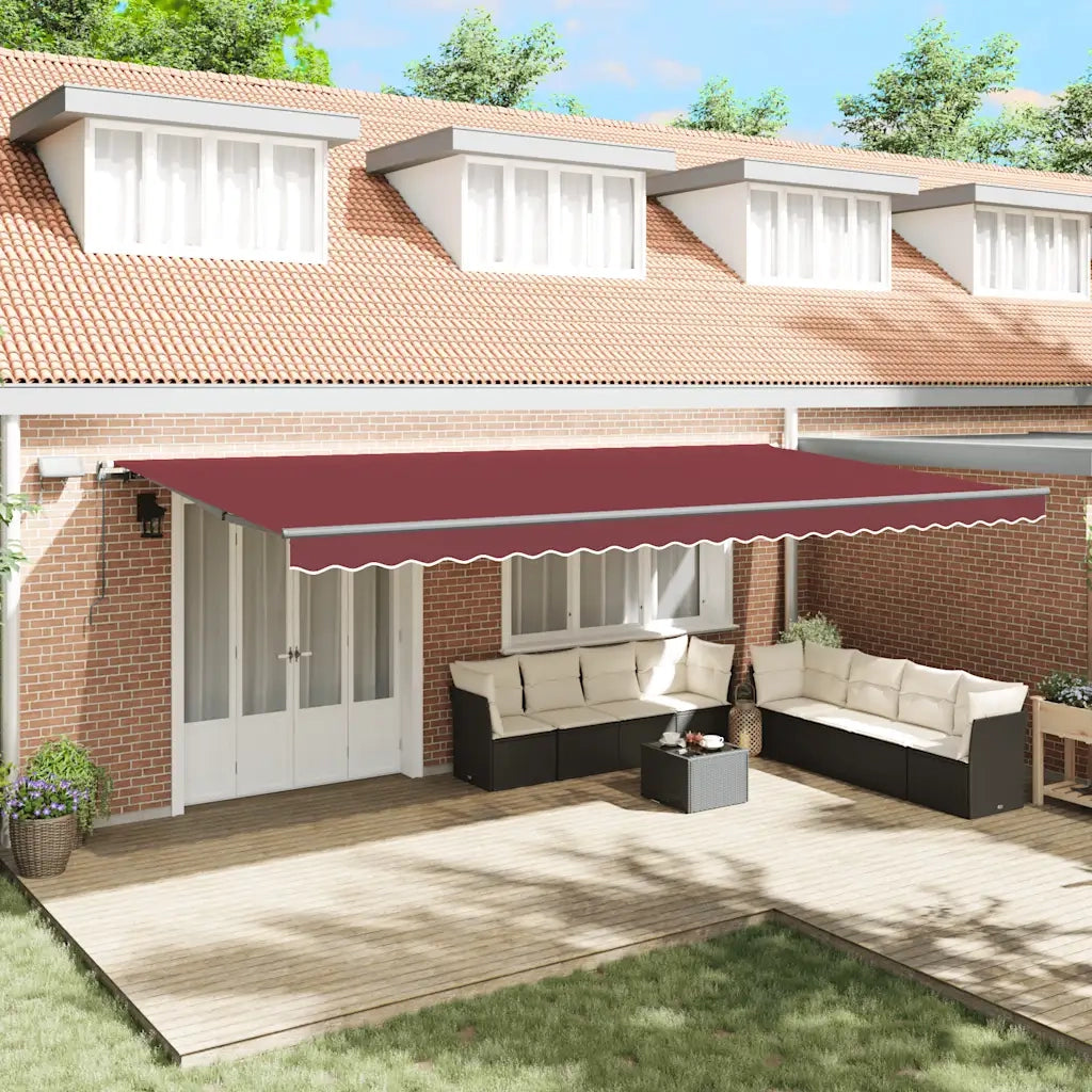 Tenda da Sole Retrattile Manuale con LED Bordò 600x300 cm 3310200