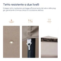 Gazebo da Giardino 3x3m con Zanzariera, Struttura in Metallo e Copertura in Poliestere, Talpa