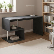 Atemis, Scrivania 2 Ripiani Made in Italy, 140x60x78h cm Grigio Ardesia