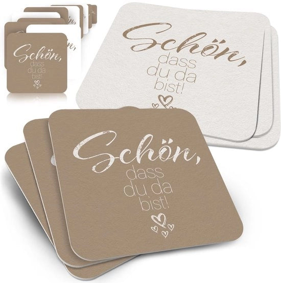 Decorazioni per birra "Benvenuto" marrone 50x - Sottopanchetti "Benvenuto" set di 50 moka - Decorazioni per la tavola per matrimoni, feste di giardino decorazioni per matrimoni