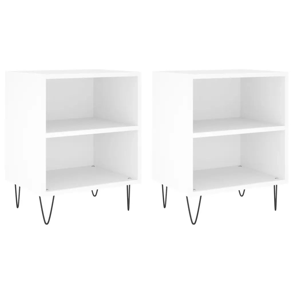 Set di 2 Comodini | Armadio da Notte | Mobiletto da notte Bianchi 40x30x50 cm in Legno Multistrato