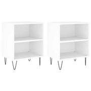 Set di 2 Comodini | Armadio da Notte | Mobiletto da notte Bianchi 40x30x50 cm in Legno Multistrato