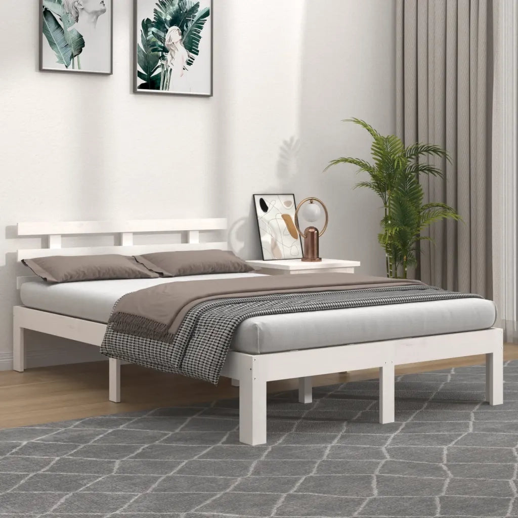 Giroletto-Struttura Letto Bianco in Legno Massello 120x200 cm 105818