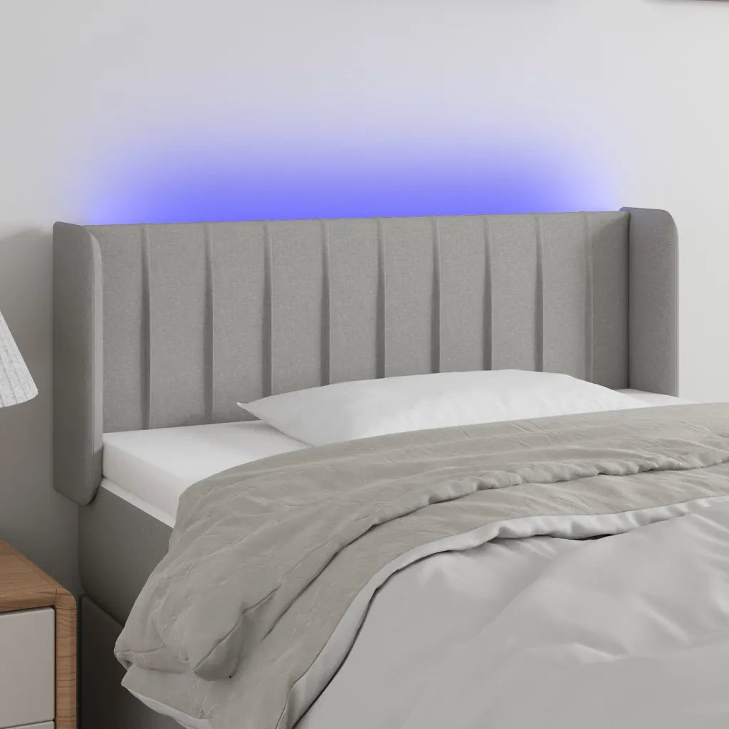 Testiera-Testata Decorativa Grigio Chiaro a LED 93x16x78/88 cm in Tessuto 222278