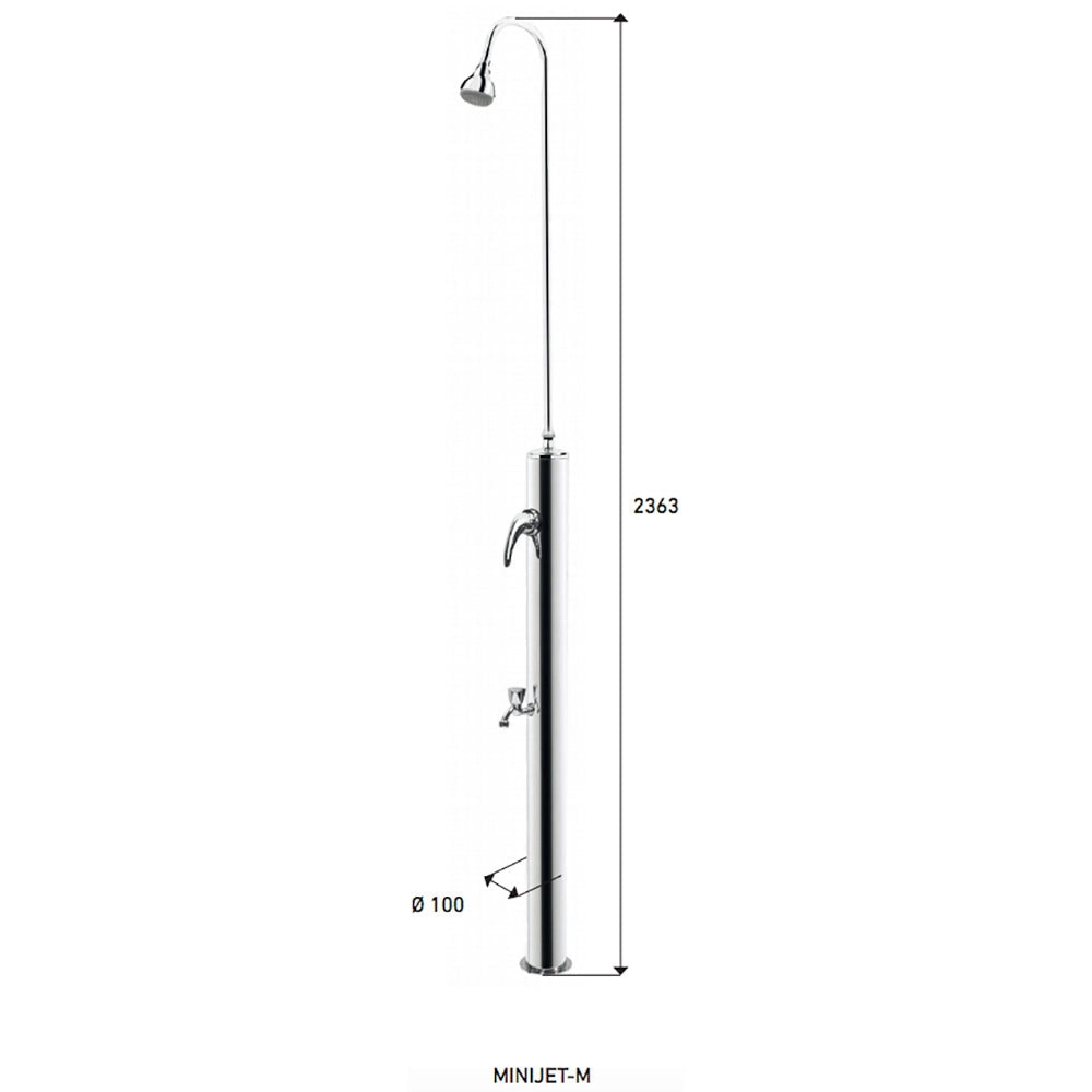 Doccia da Giardino Miscelatore e Lavapiedi ATI Docce Minijet-M Inox Anodizzato