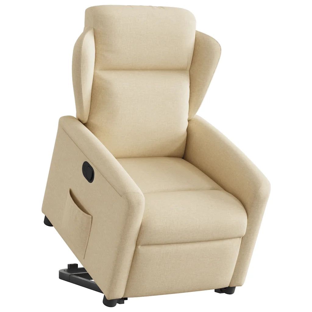 Poltrona | Sedia Relax Alzapersona Reclinabile Crema in Tessuto