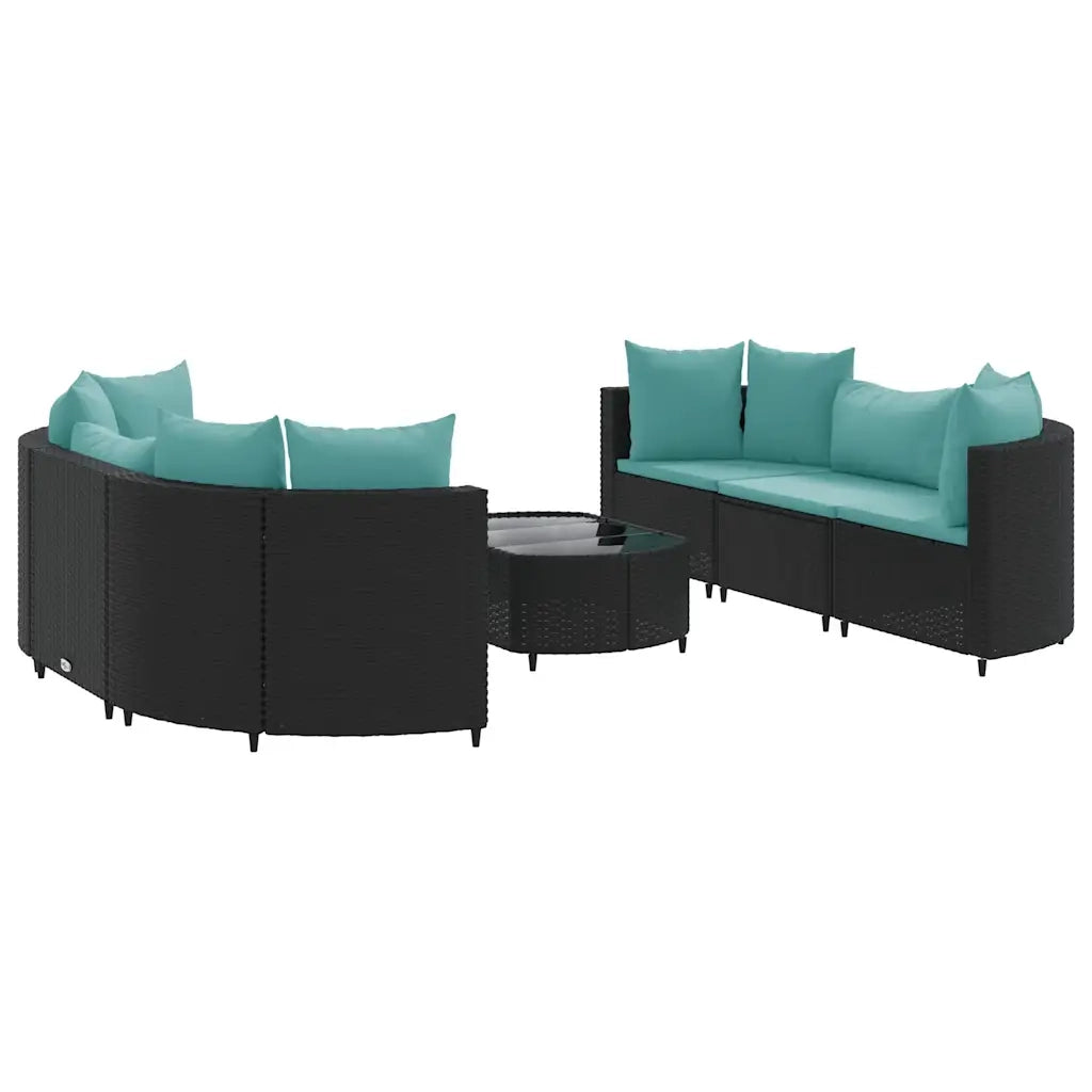 vidaXL Set Divani da Giardino con Cuscini 7pz Nero Polyrattan