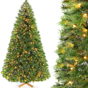 Albero di Natale artificiale, abete Nordmann Premium, aghi di pino pretrattati, rami densi, albero di Natale con supporto in legno fatto a mano (270 cm)