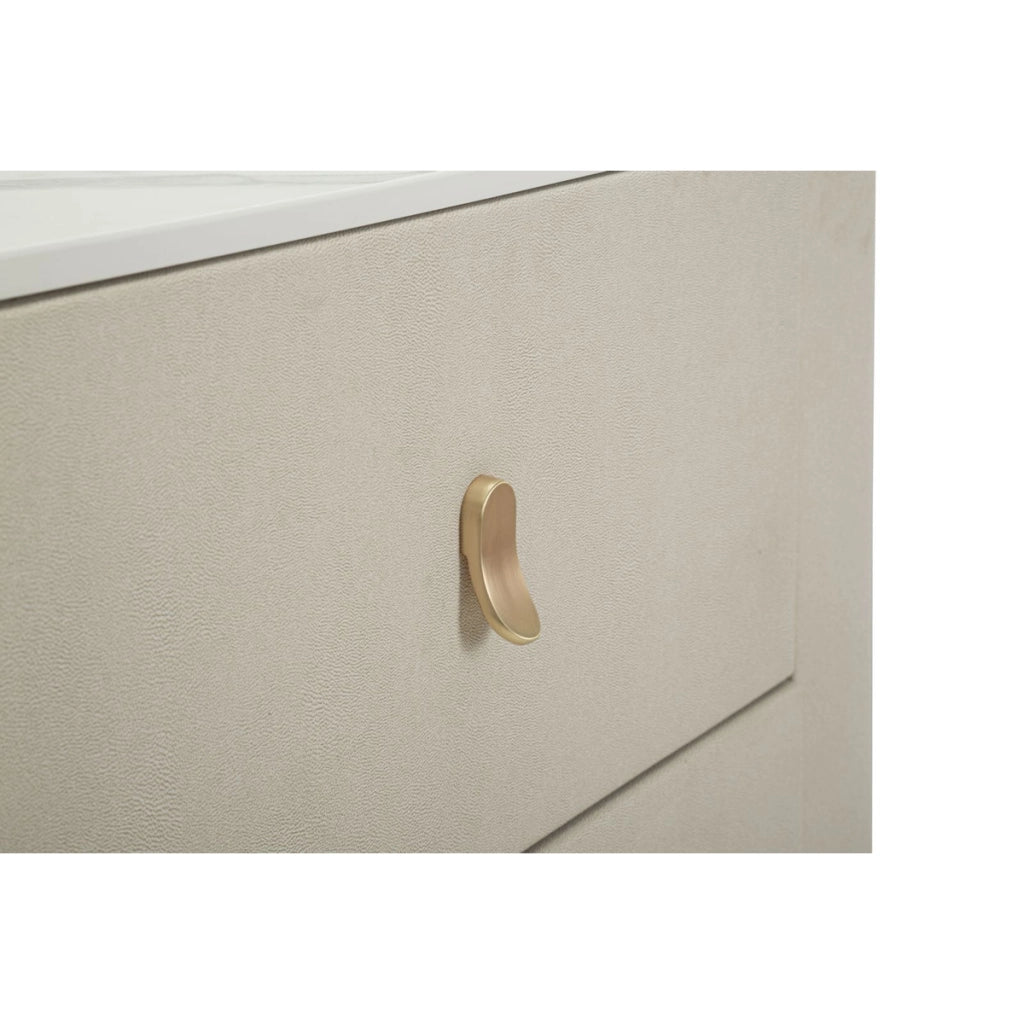 Como' Beauty 6 cassetti in legno crema e metallo dorato
