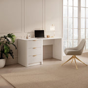Kanotini, Scrivania 3 Cassetti, 140x55x76h cm Beige
