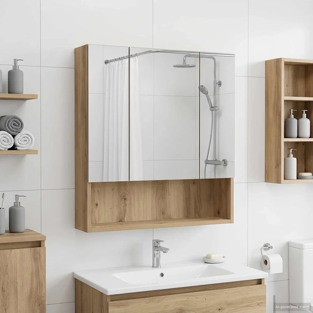 Mobiletto per specchio da bagno con porta Rovere Artigianale