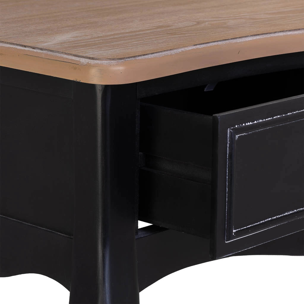 Console in legno laccato nero invecchiato con 3 cassetti 115x50x80h cm