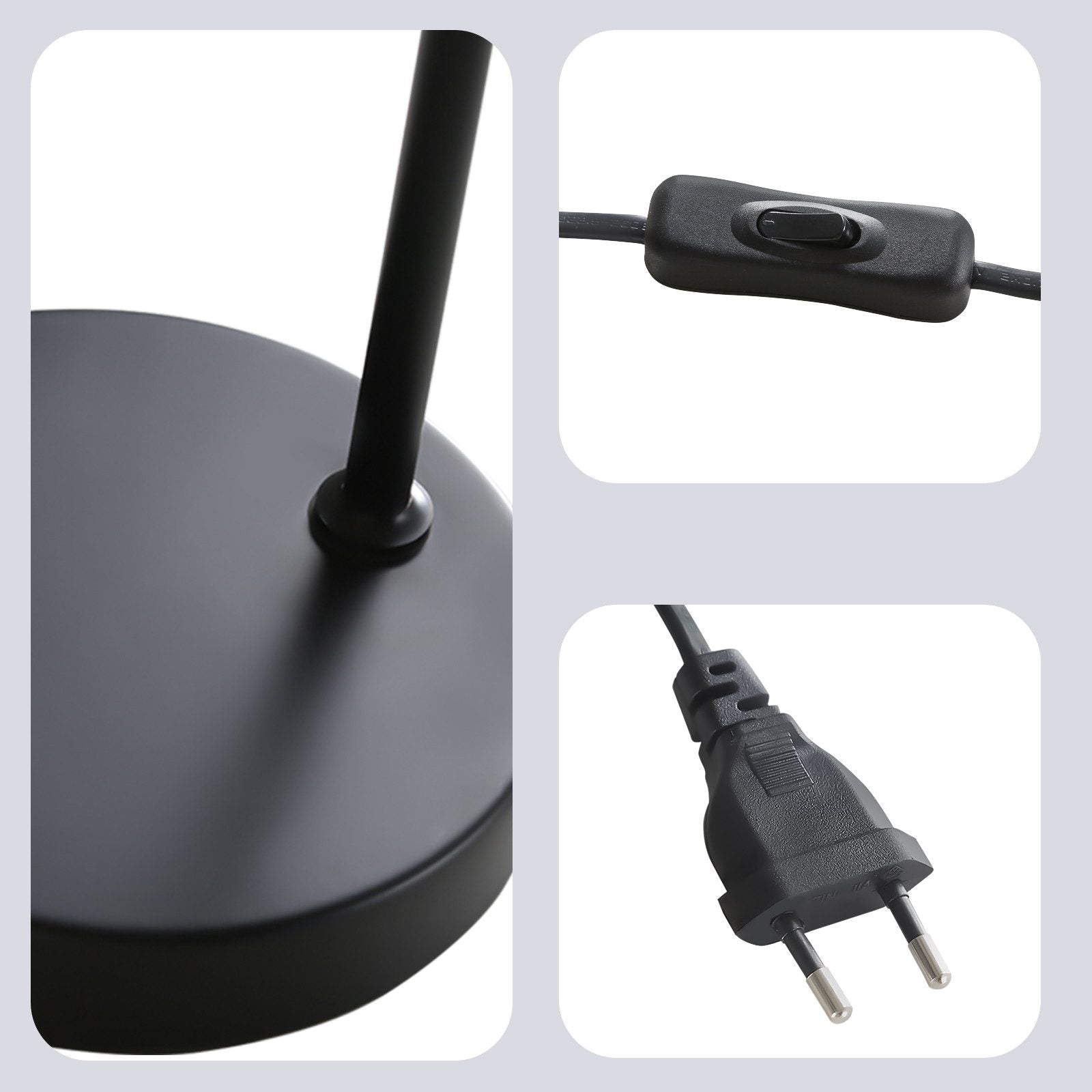 ZMH Lampada da tavolo vintage nera oro E27 cavo lettura per soggiorno comodino