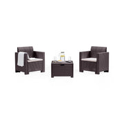 Salottino da esterno Apis, Set da giardino con cuscini, Salottino  effetto rattan, 100% Made in Italy, Marrone